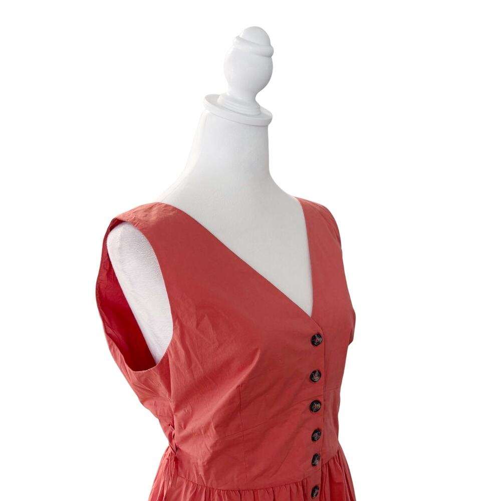 Saloni Luella Cotton Poplin Sleeveless Midi Dress 10 Orange NWT - Picture 5 of 11